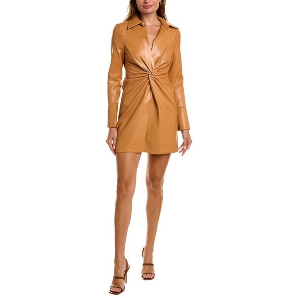 Cinq a sept McKenna faux leather dress in Coconut. Size 2. EUC.